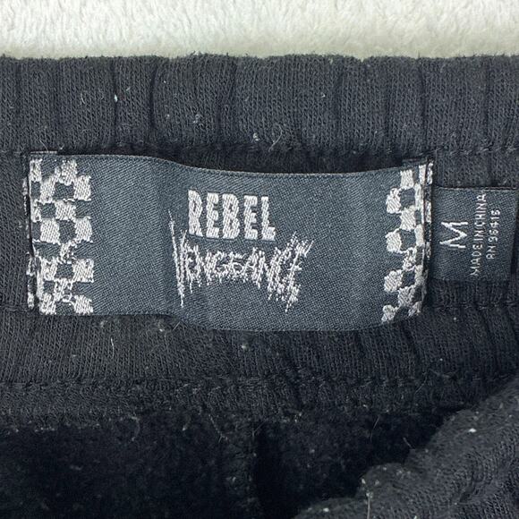 Rebel Vengeance Sweat Shorts Men M Black Skull MMA Jiu-Jitsu Distressed Metal - Picture 2 of 7